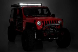Jeep Wrangler Unlimited Roof Rack - Rough Country - Black Series Lights - Black - '18-'25